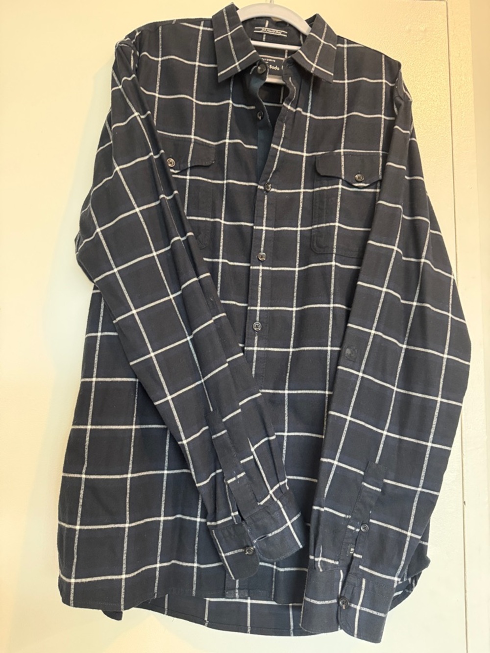 Men's Black Windowpane Button-Down Shirt Jacket